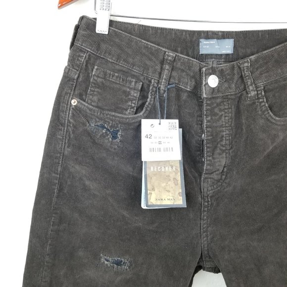 Zara Man Distressed Corduroy - Picture 2 of 7